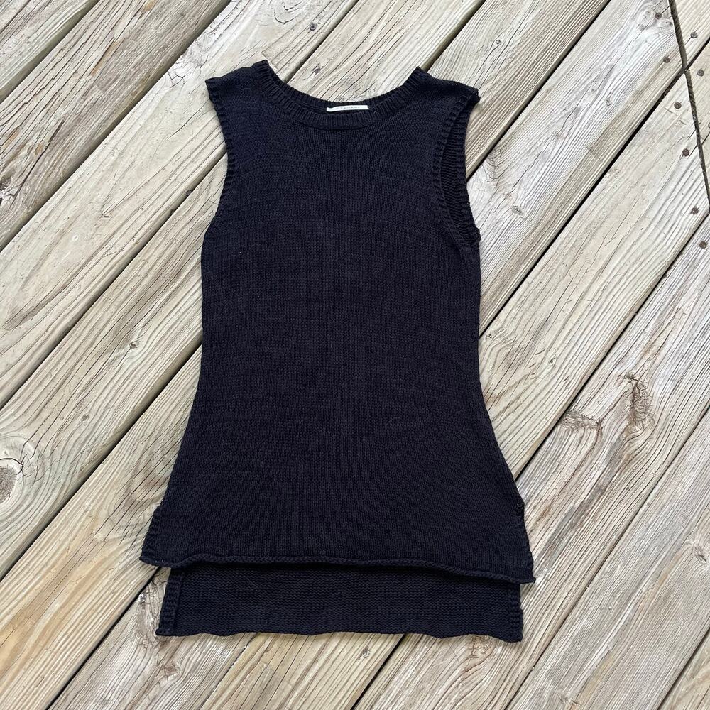 T. Tahari Women's Black Cotton Blend Sleeveless Tunic Sweater Size S